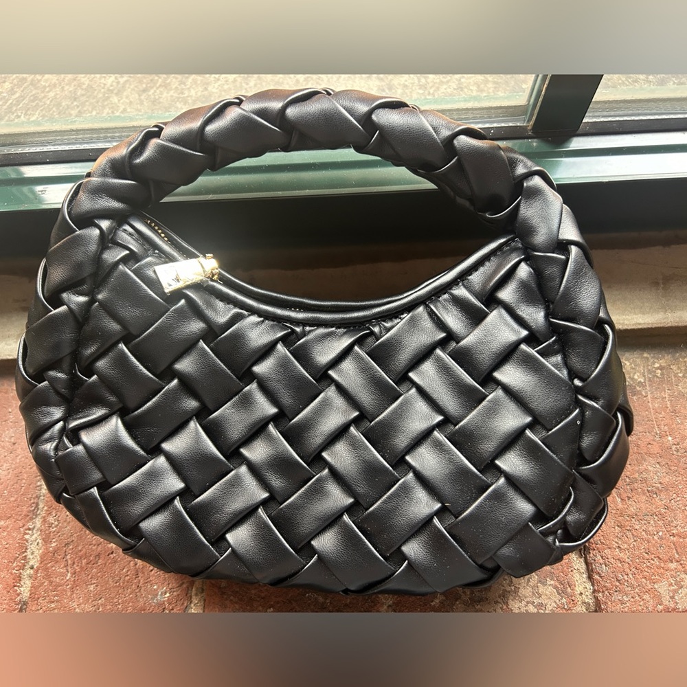 Black Woven Shoulder Bag